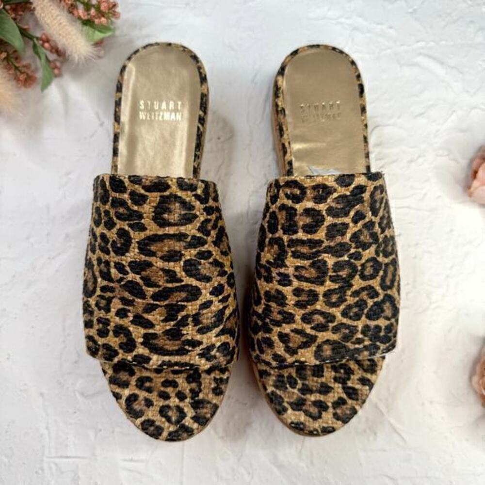 NEW Stuart Weitzman Flatout Leopard-Print Wedge Slide Size 6.5 - Picture 2 of 11